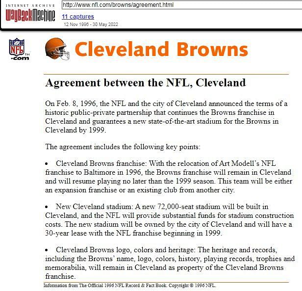 cleveland browns 1996