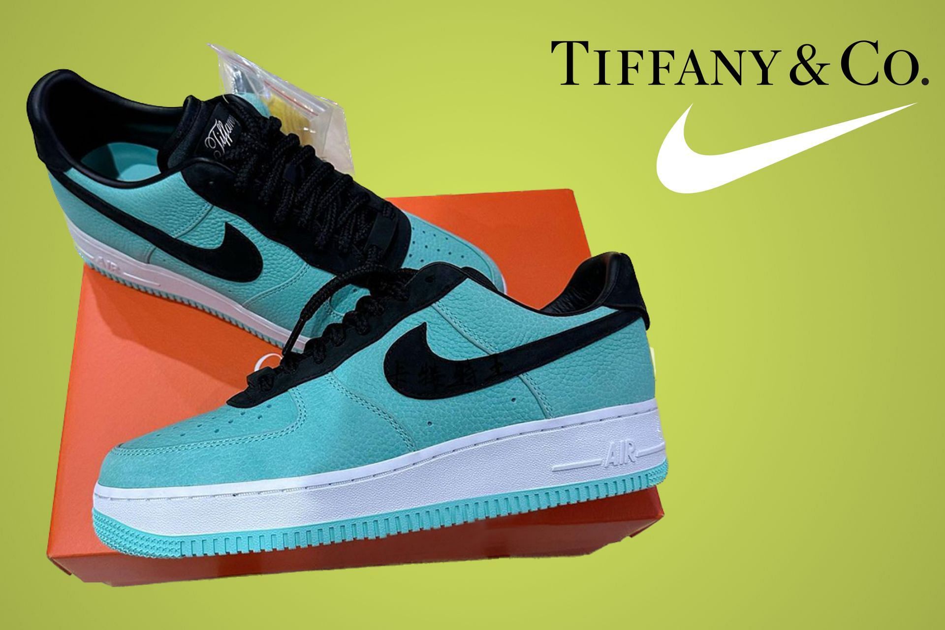 Tiffany &amp; Co. x Nike Air Force 1 sneakers (Image via Instagram/@carterwang)