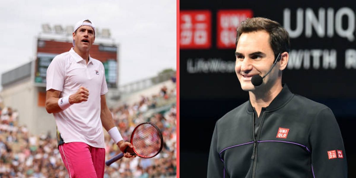 John Isner (Left) and Roger Federer (right)