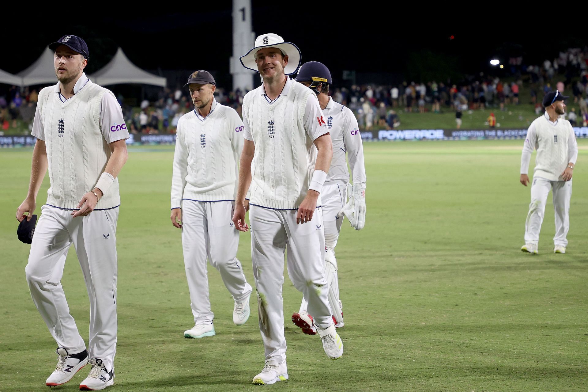 Stuart Broad leads England off the ground. (Credits: Getty)