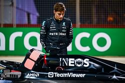 George Russell forced to abandon his Mercedes W14 on track in the second session of F1 pre-season testing