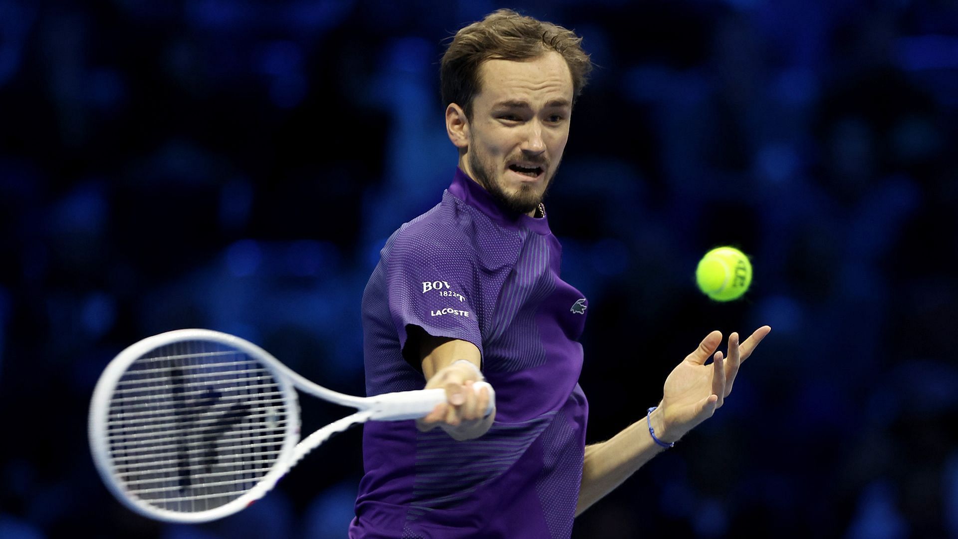 Daniil Medvedev hitting a forehand