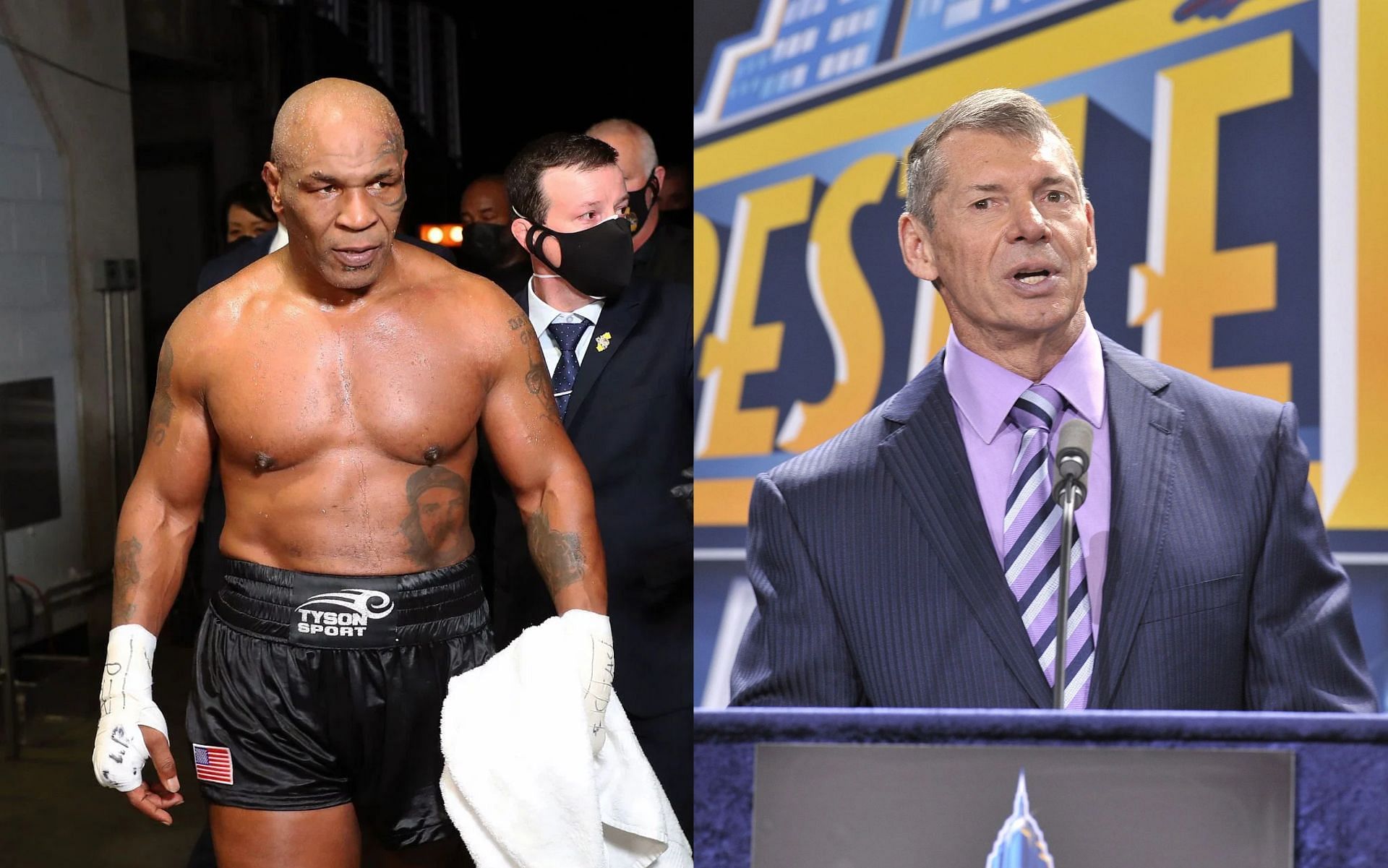 Mike Tyson (L), and Vince McMahon (R).