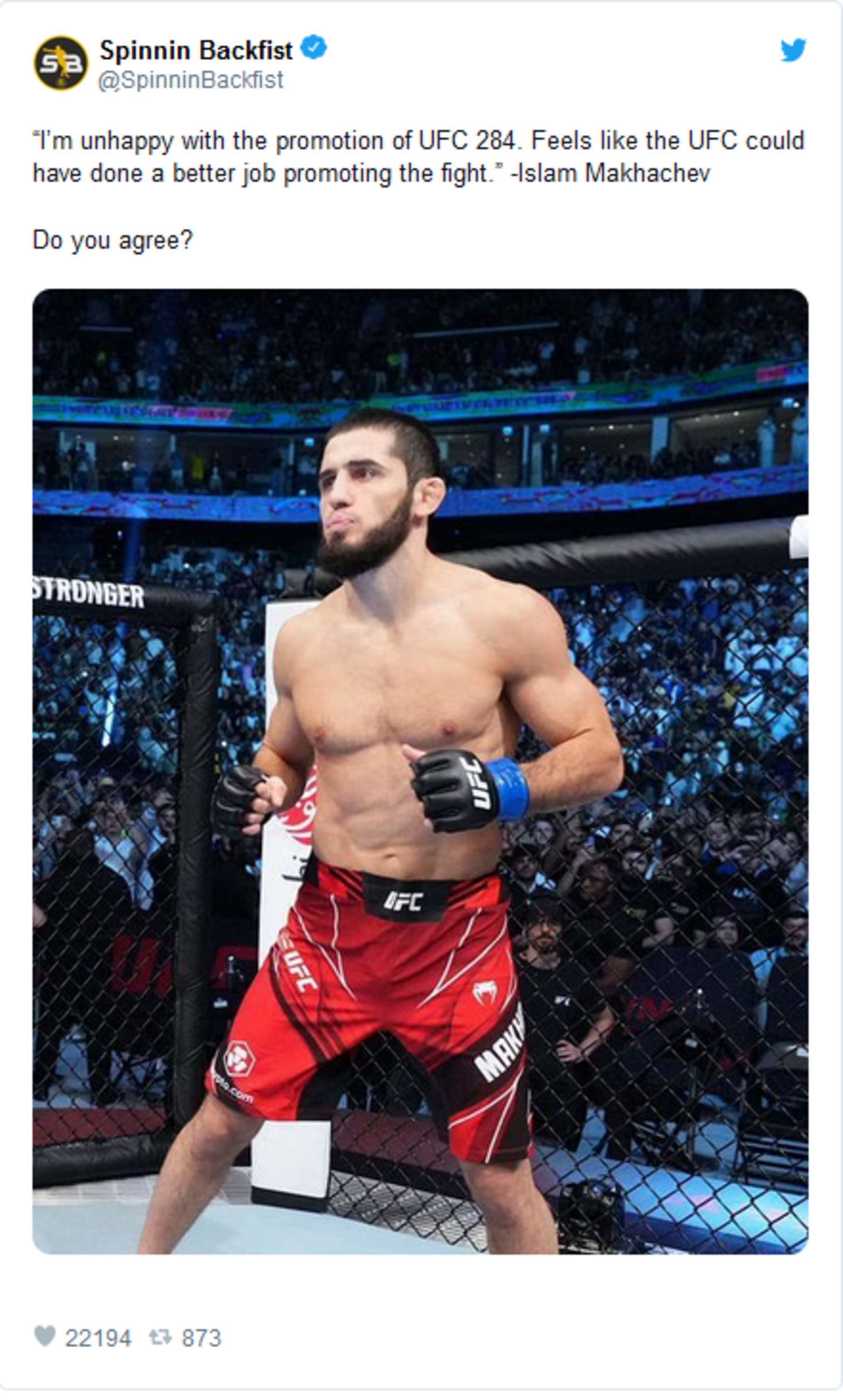 Islam Makhachev&#039;s comment on UFC 284 promotion