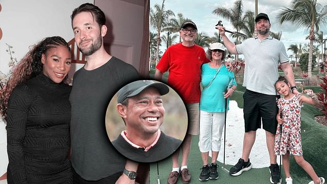 Serena Williams' husband Alexis Ohanian spends a day at Tiger Woods'  putting course with parents and daughter Olympia