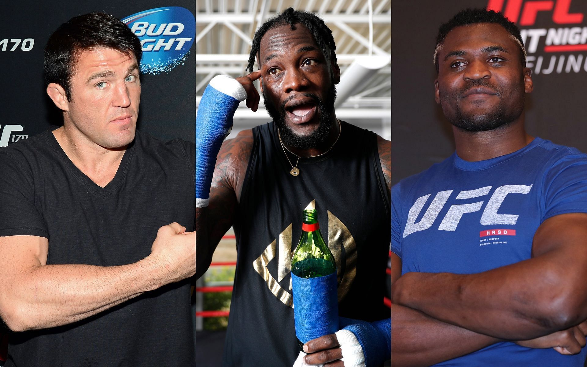 Chael Sonnen (Left), Deontay Wilder (Middle), and Francis Ngannou (Right)