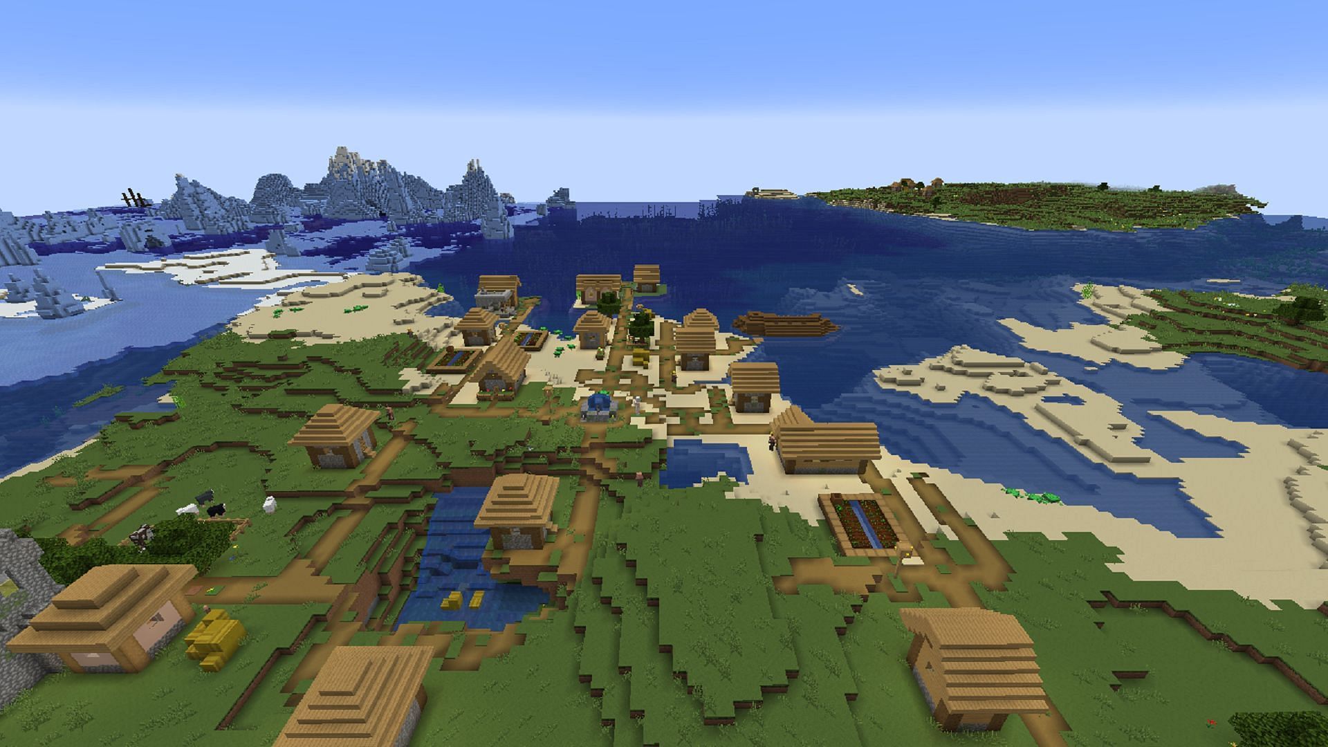 Buried treasure and blacksmith shops await Minecraft players in this seed (Image via Mojang)