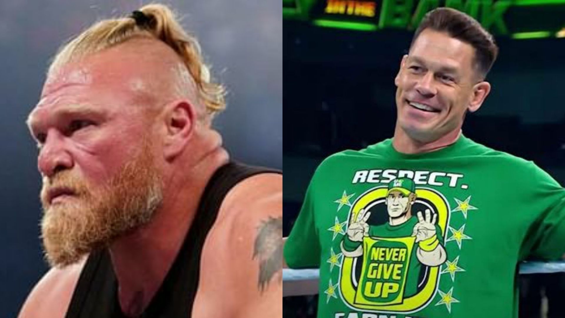 Brock Lesnar (left); John Cena (right)