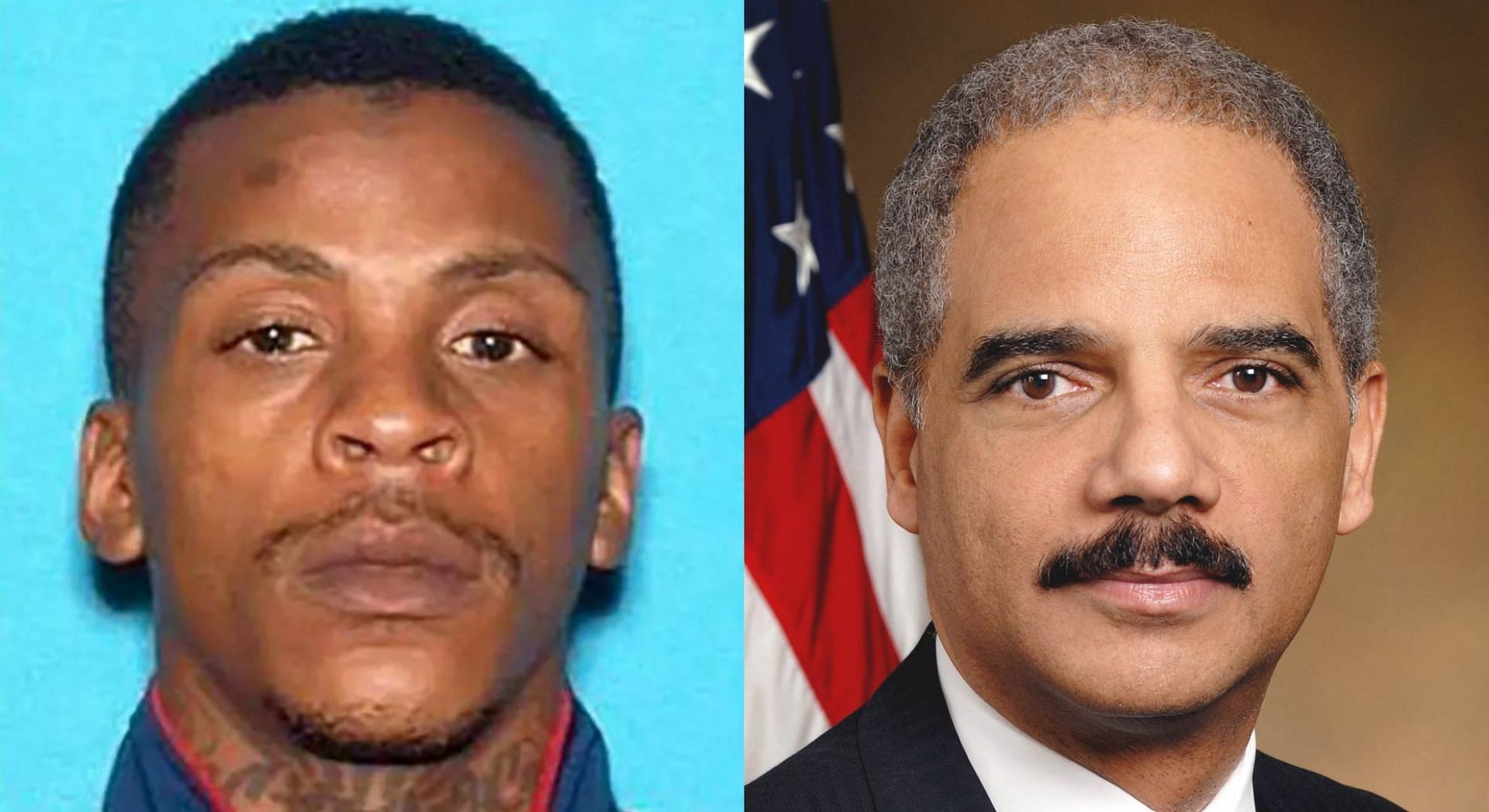 Nipsey Hussel murderer Eric Holder Jr. is not related to former U.S. Attorney General of the same name (Image via DatPiff/Twitter and Getty Images)