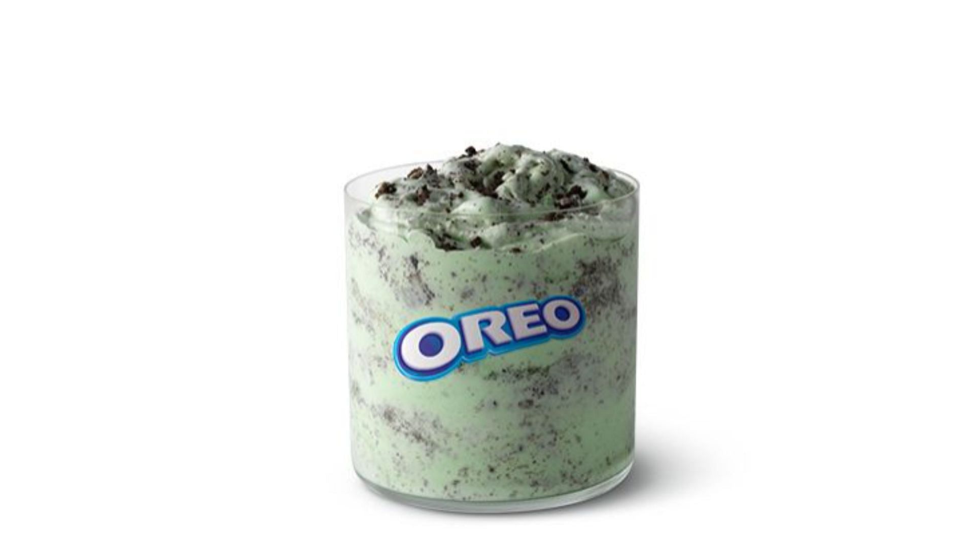 the Oreo Shamrock McFlurry features a distinct Minty-n-Chocolatey flavor profile (Image via McDonald&#039;s)