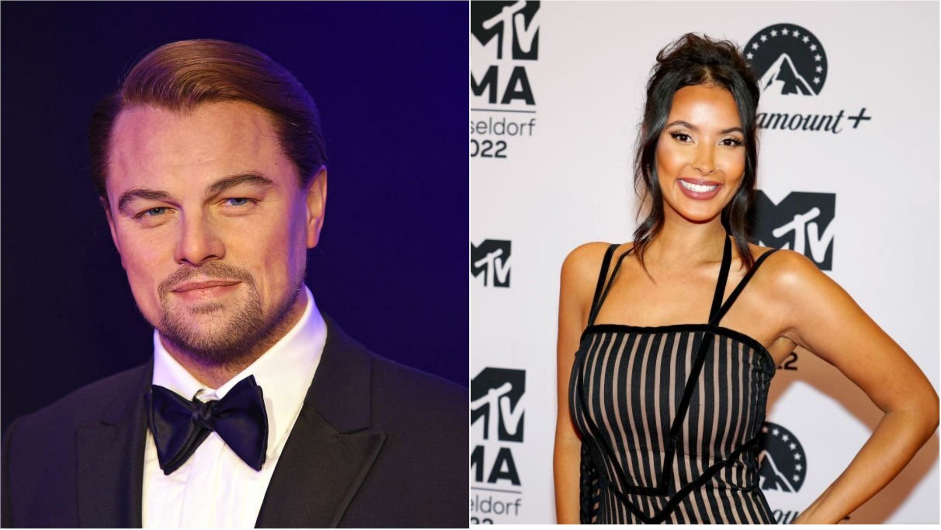 Leonardo DiCaprio and Maya Jama were spotted partying together (Images via Tristar Media and Jeff Kravitz/Getty Images)