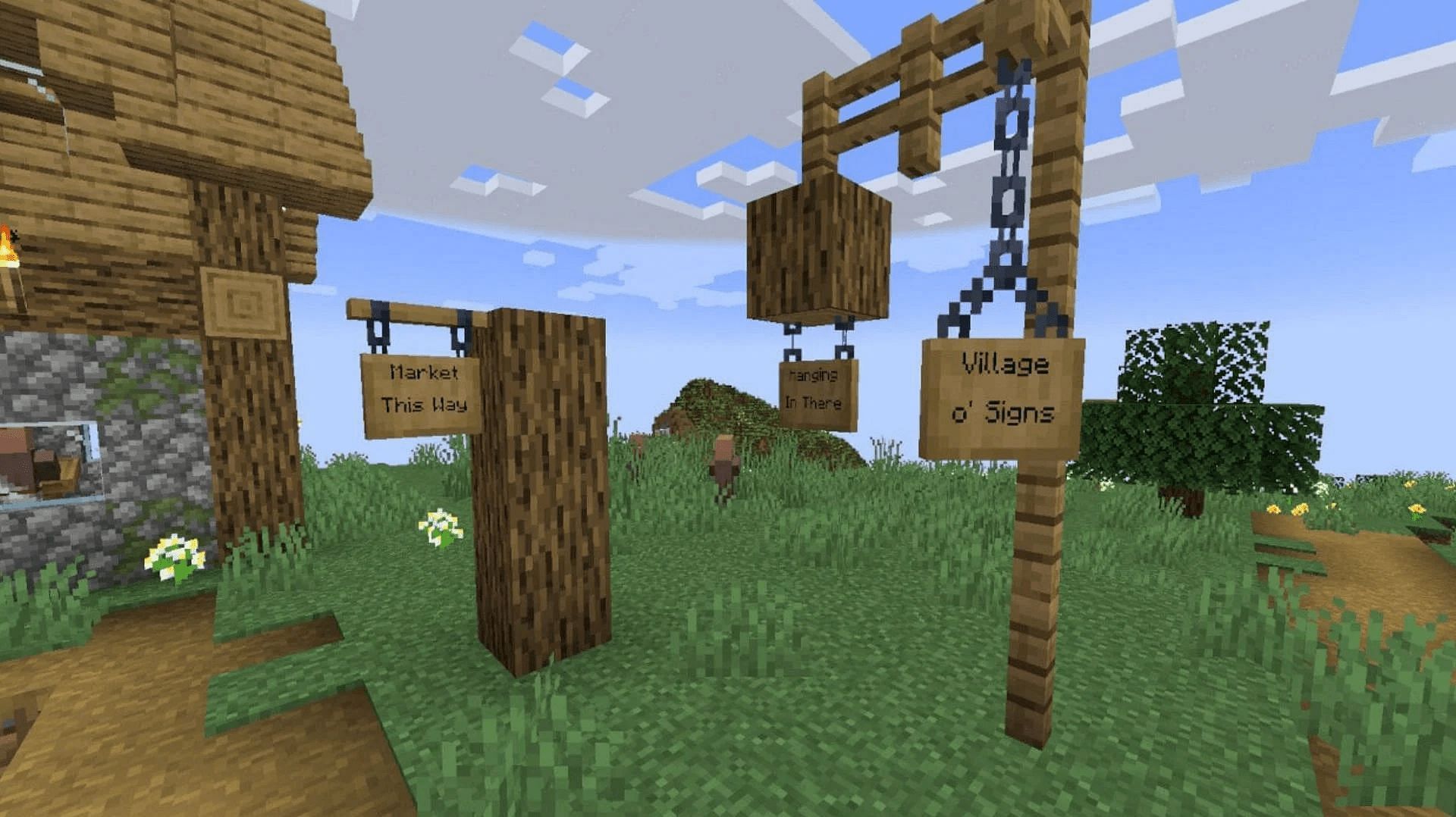 Hanging signs are slated to be released in Minecraft update 1.20 (Image via Mojang)