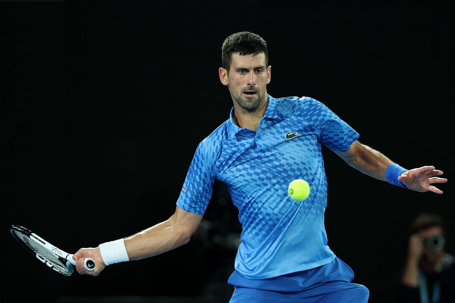Novak Djokovic in action at the 2023 Australian Open.