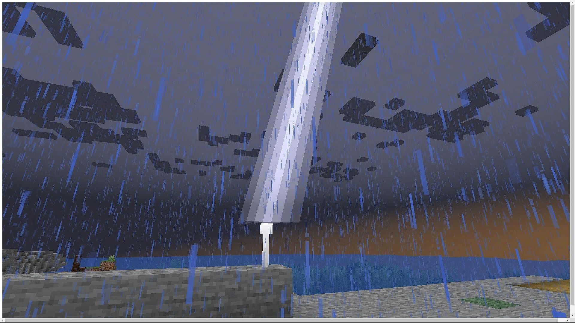Lightning strikes can affect certain mobs in Minecraft (Image via Mojang)