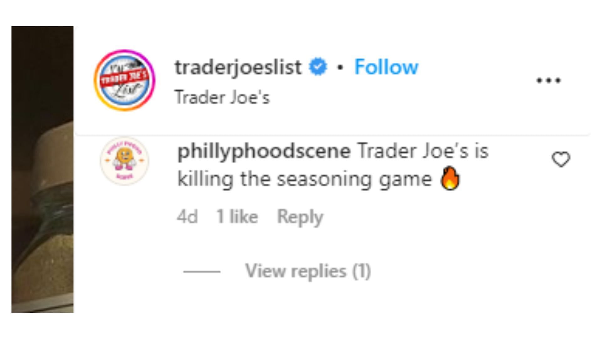 A comment by the user @phillyphoodscene (Image via Instagram)