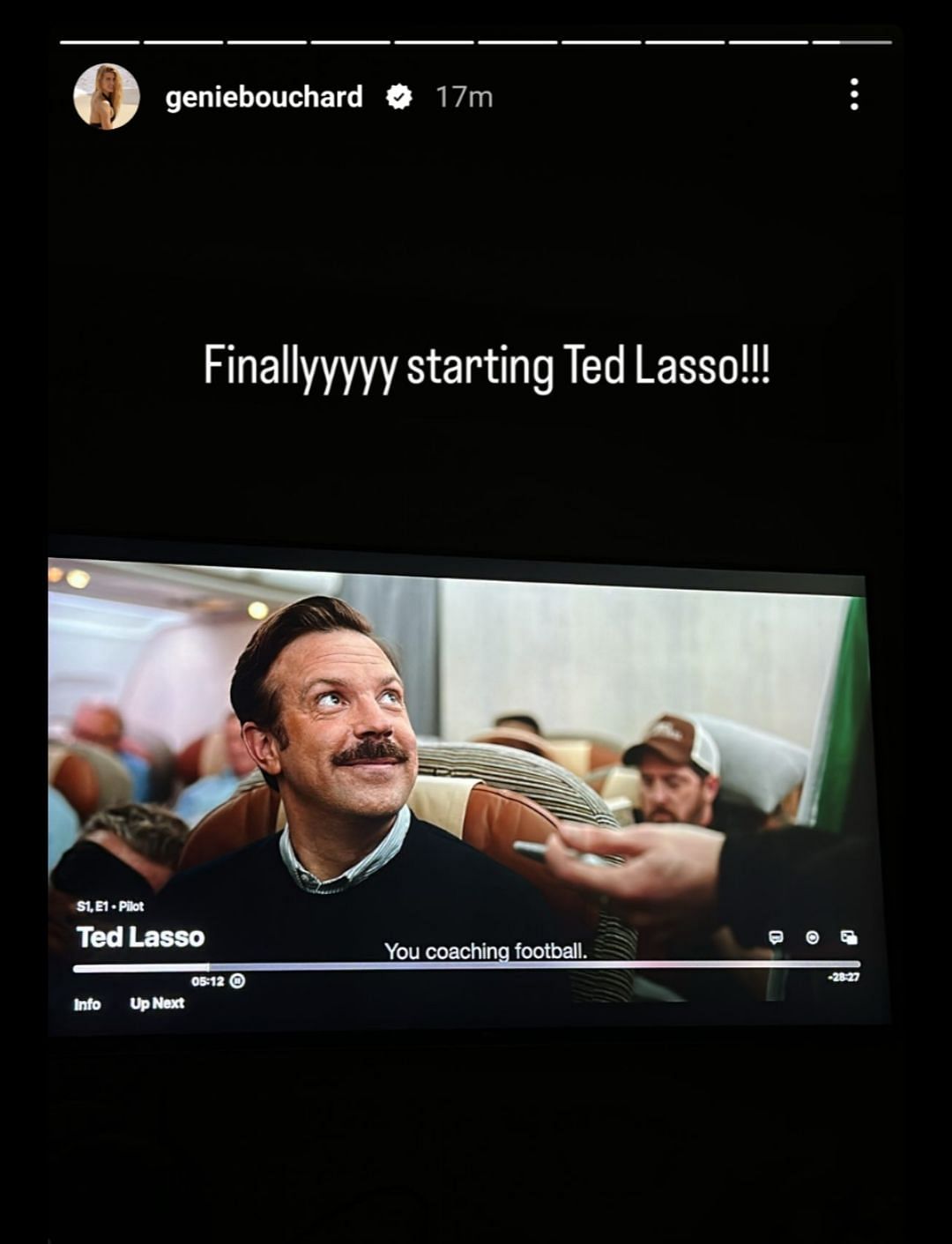 Eugenie Bouchard shares her excitement while watching Ted Lasso