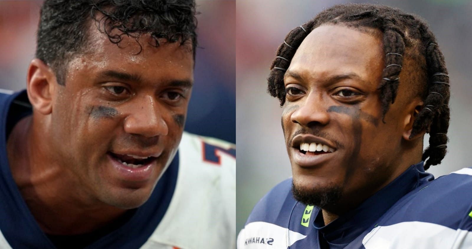 Tariq Woolen (right) just took a savage dig at Russell Wilson 