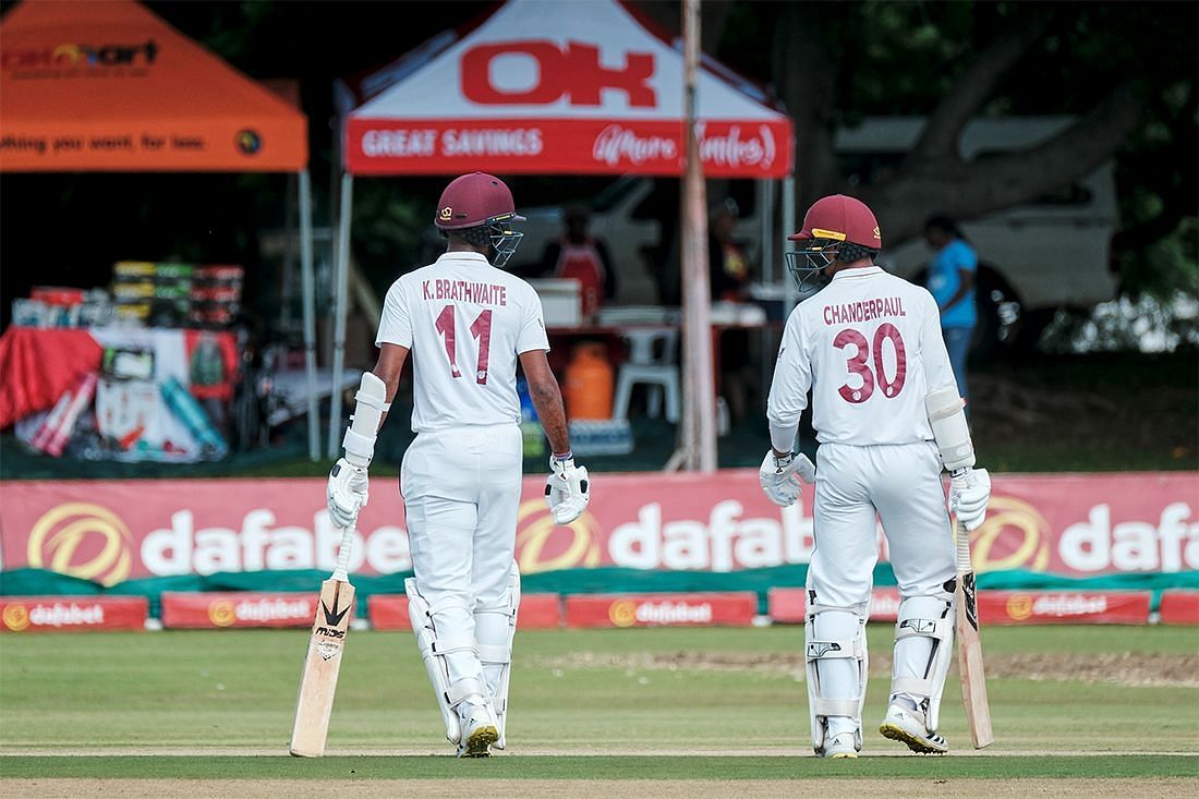 Kraigg Brathwaite and Tagenarine Chanderpaul set a new record for West Indies (Image: ZC/Twitter)