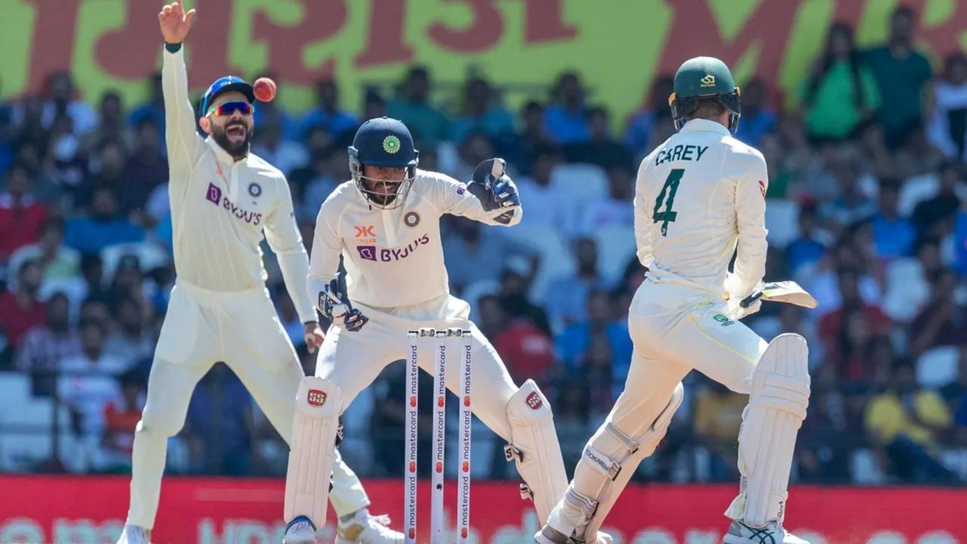 Indians appealing after Alex Carey misses a reverse-sweep off Ashwin (P.C.:BCCI)