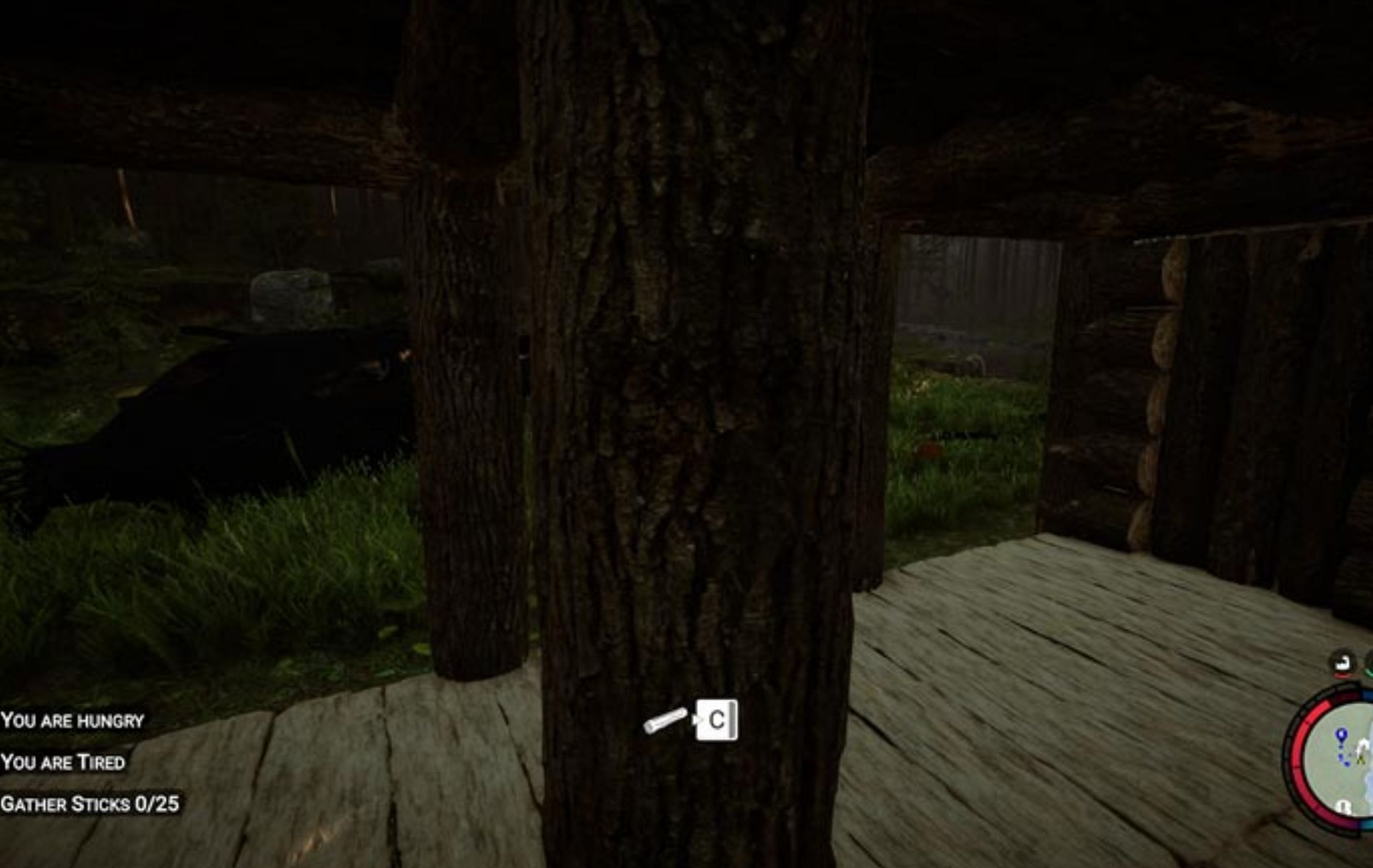 Get close to the beam you want to remove, and press the C button (Image via Endnight Games)