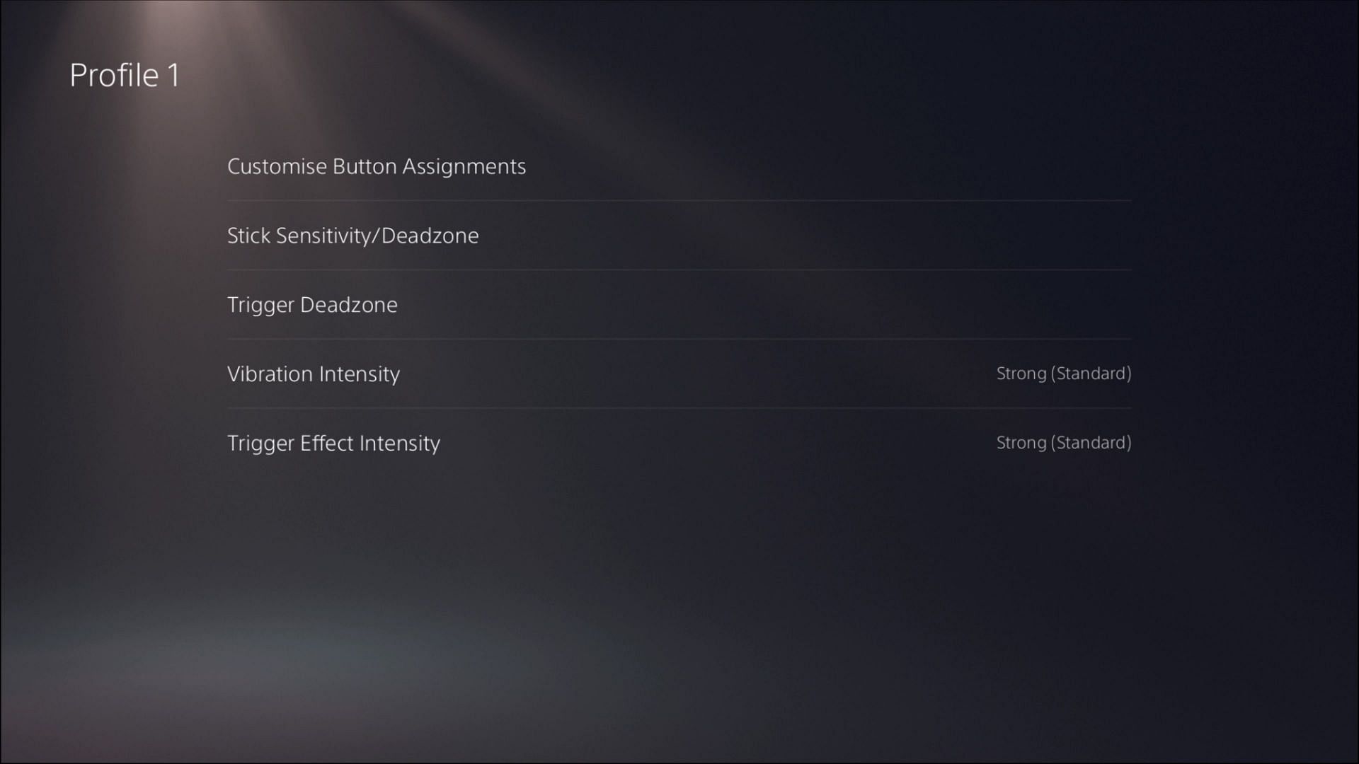 DualSense Edge profile settings (Image via Sportskeeda)