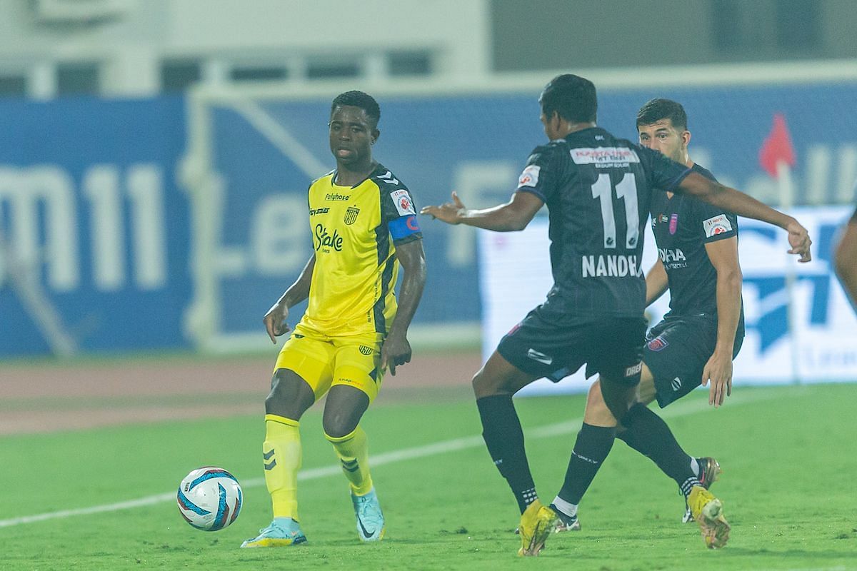 Ogbeche had one of his worst games of the season for Hyderabad FC(Image courtesy: ISL Media)