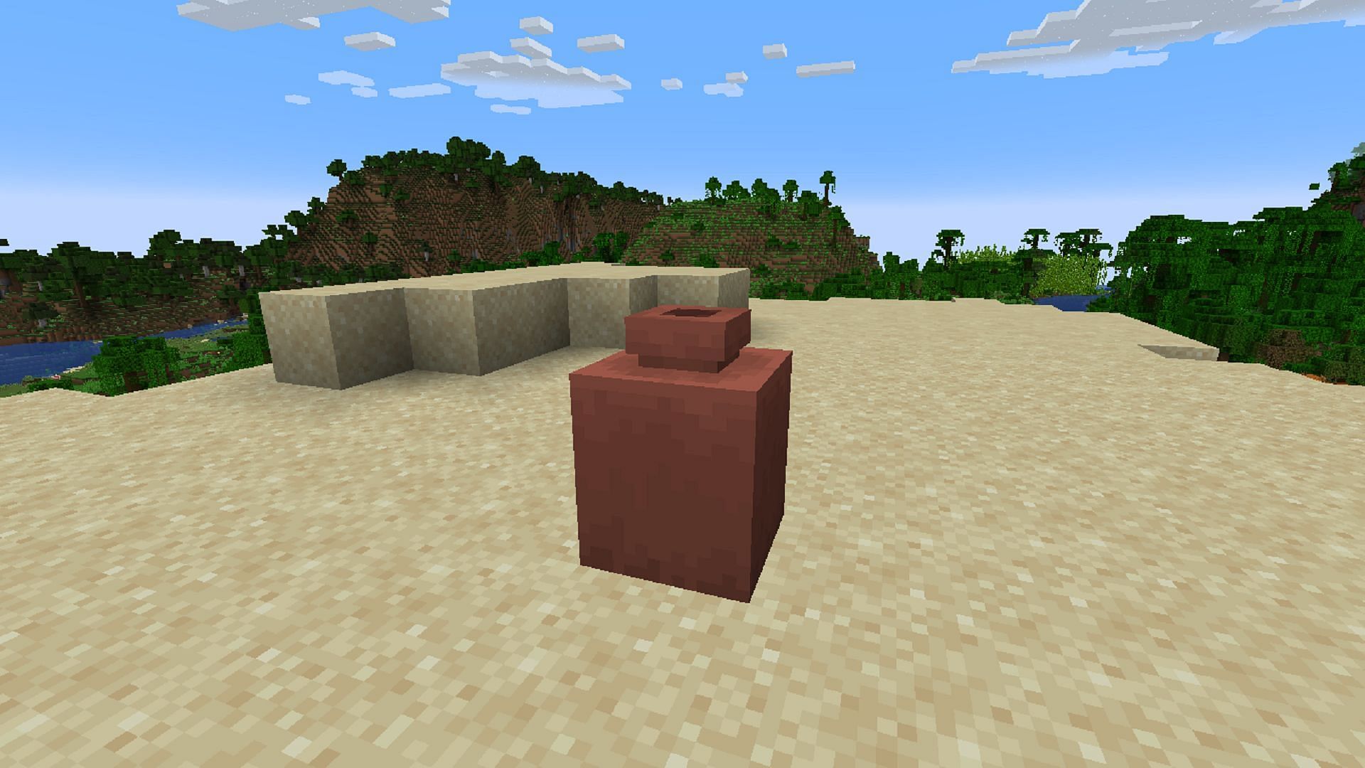 The reworked decorated pot block in Minecraft&#039;s latest 1.19.4 pre-release (Image via Mojang)