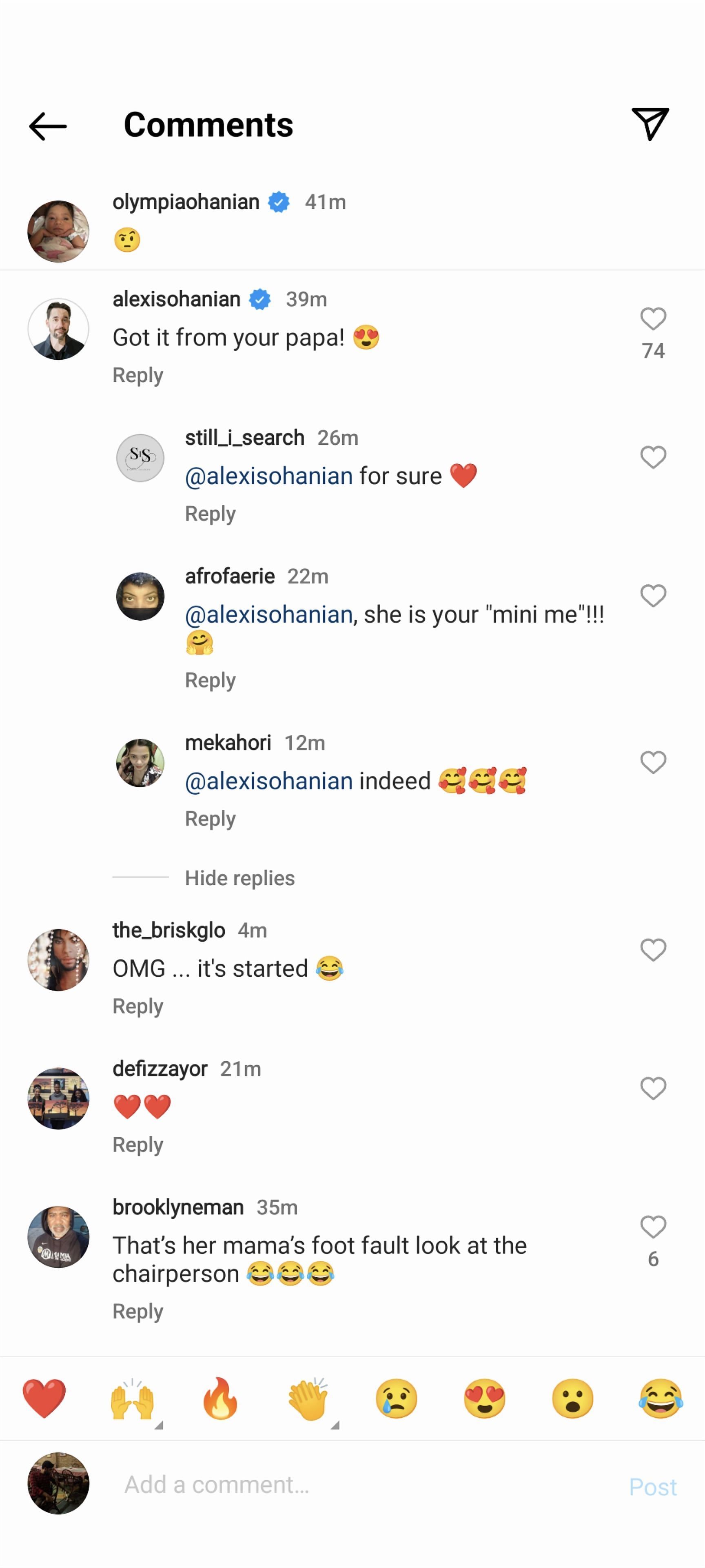 Alexis Ohanian&#039;s comment under Olympia&#039;s post