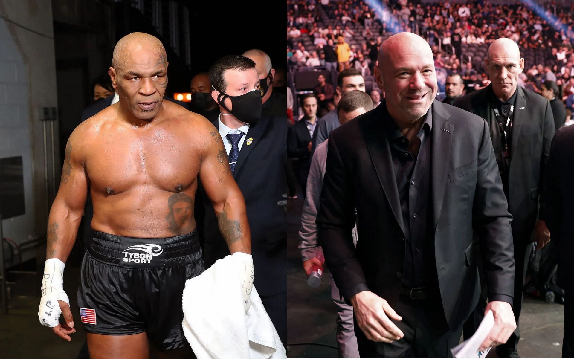 Mike Tyson (L), and Dana White (R).