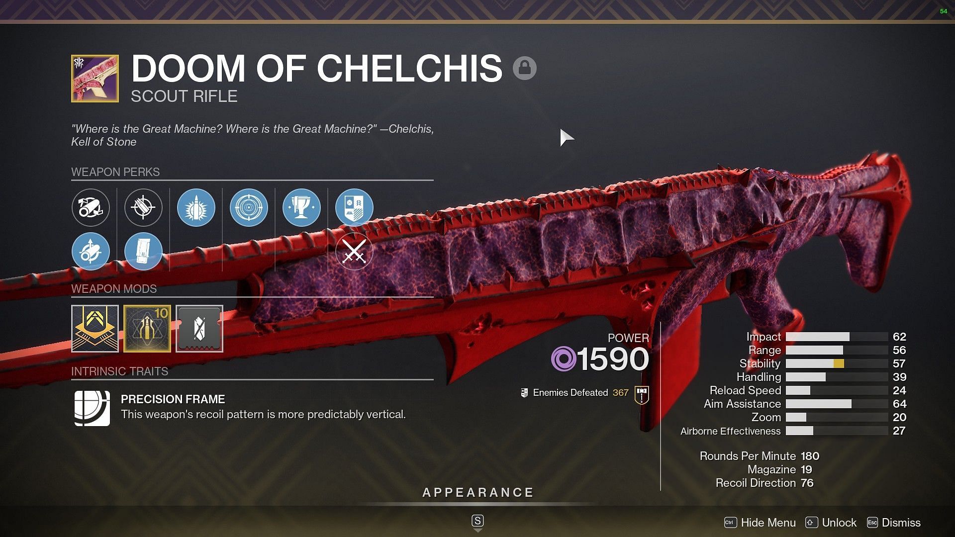 Doom of Chelchis Scout Rifle (Image via Destiny 2)
