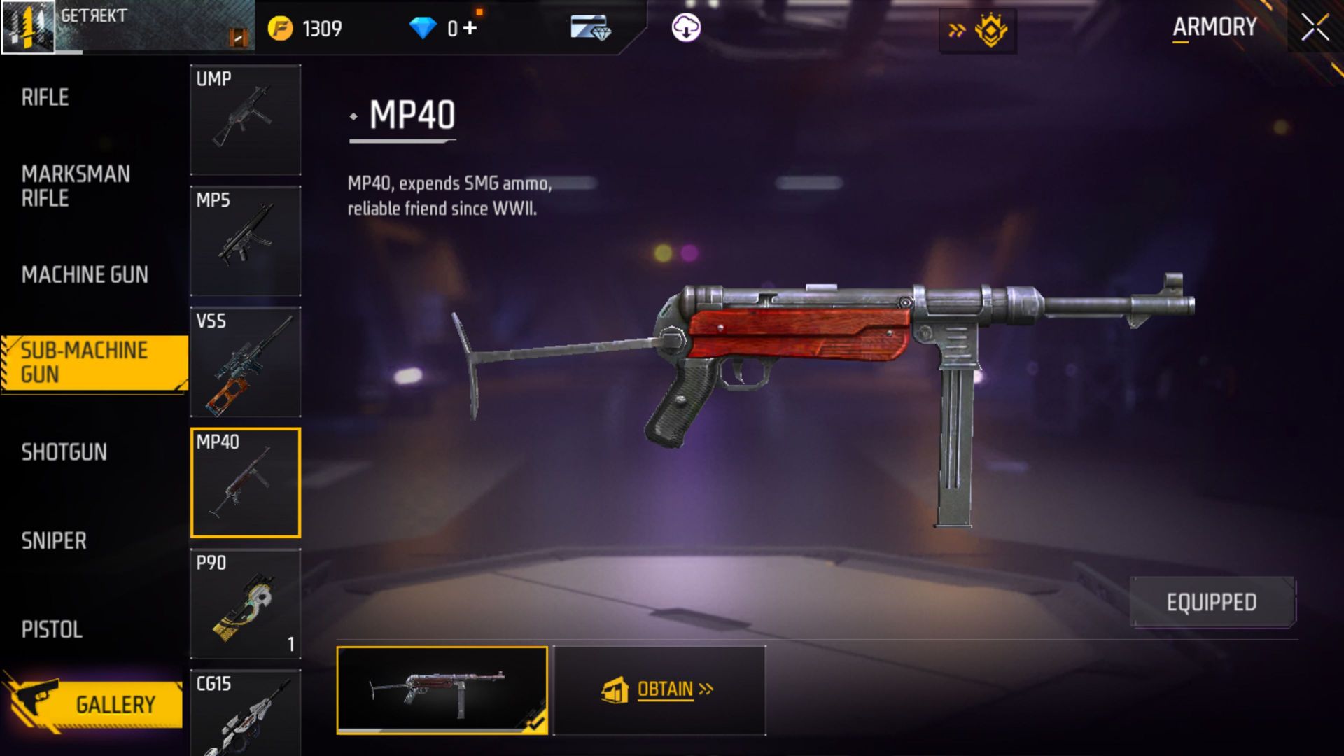  MP40 - SMG (Image via Garena)