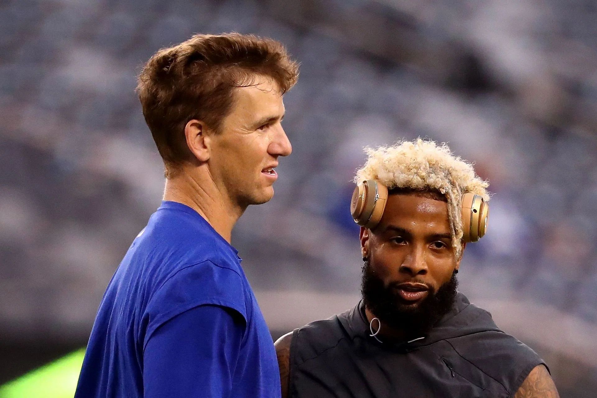 Eli Manning (L) and Odell Beckham Jr. (R) as New York Giant teammates