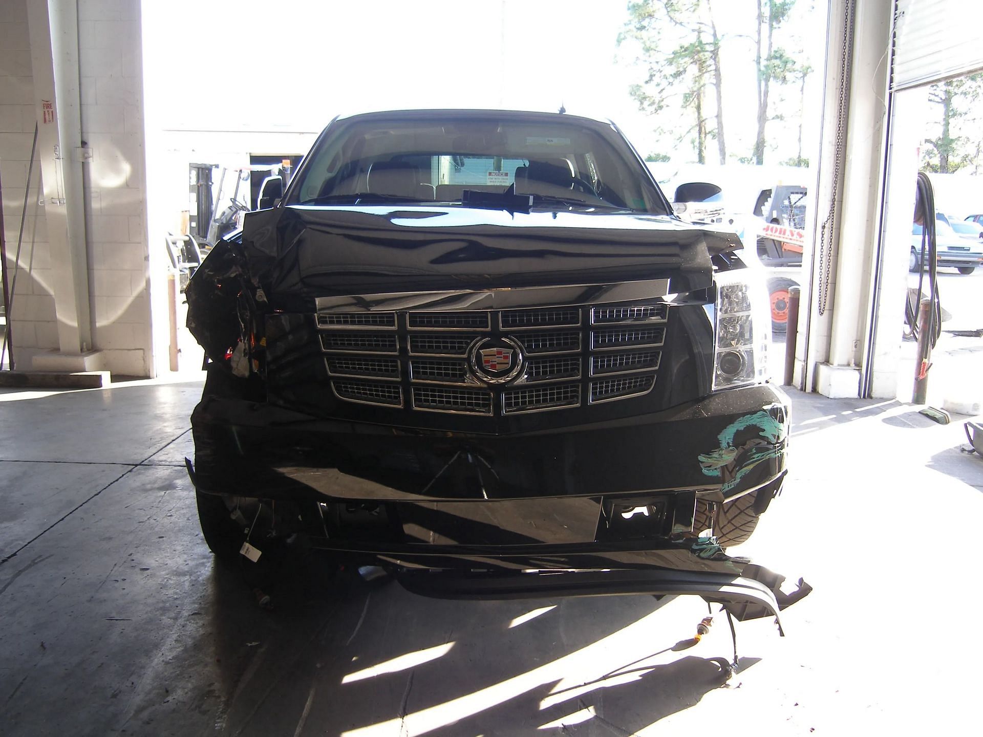 Tiger Woods' damaged Cadillac Escalade SUV on 2009