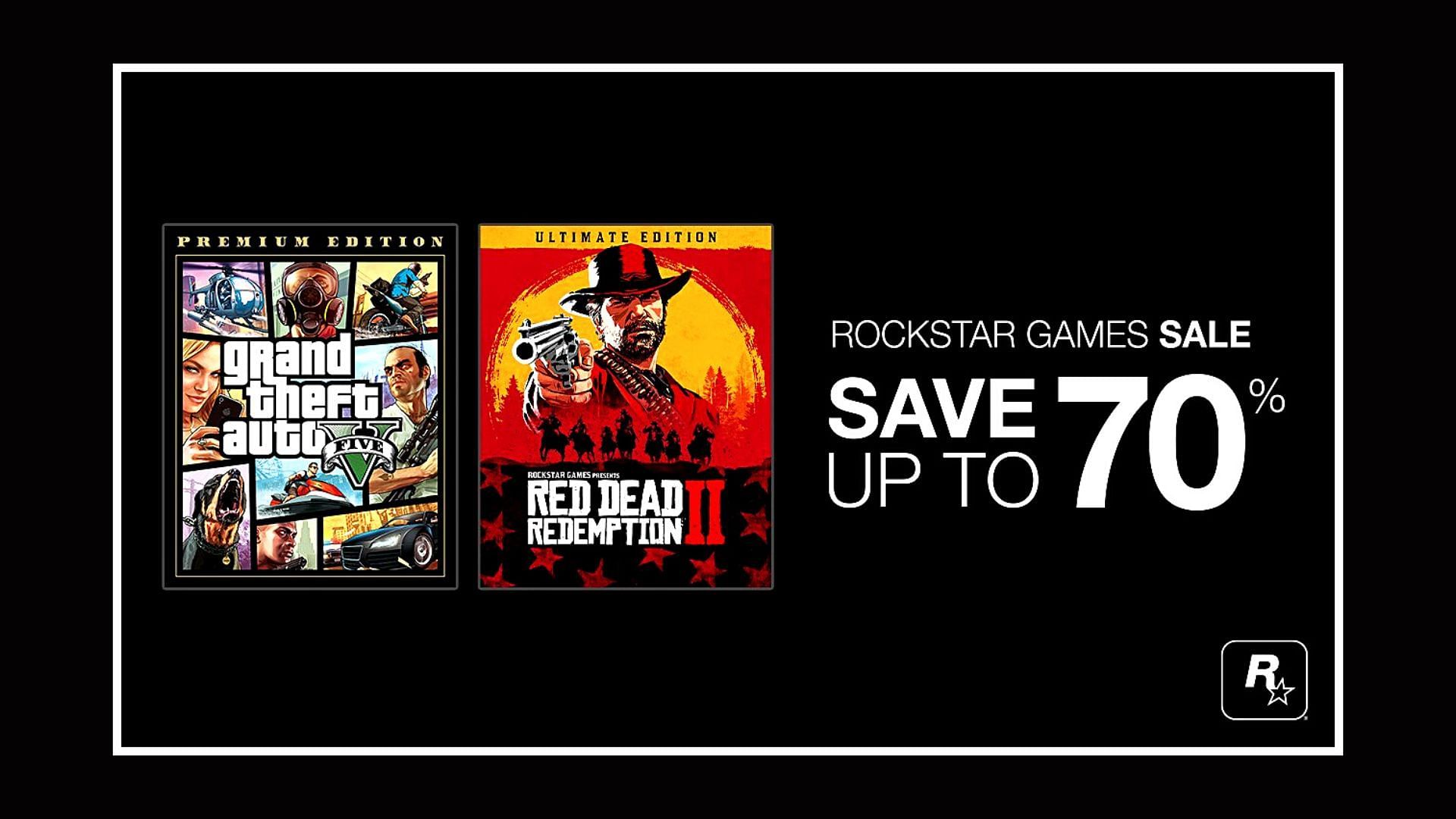 An official banner of the new Rockstar Games Sale on Epic Games Store featuring GTA 5 (Image via Rockstar Games)