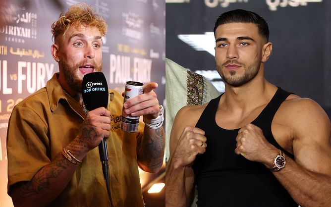 WATCH: Jake Paul and Tommy Fury's heated face-off ends in a shove as both fighters make weight