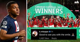 “Good to see you with the smile” - Kylian Mbappe sends message to Manchester United star after Carabao Cup win