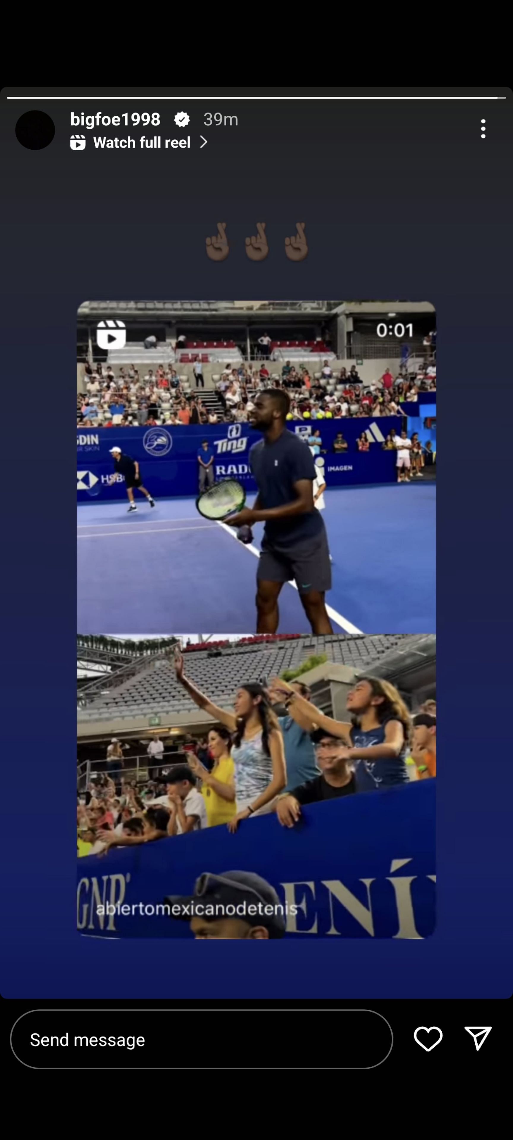 Frances Tiafoe&#039;s Instagram story