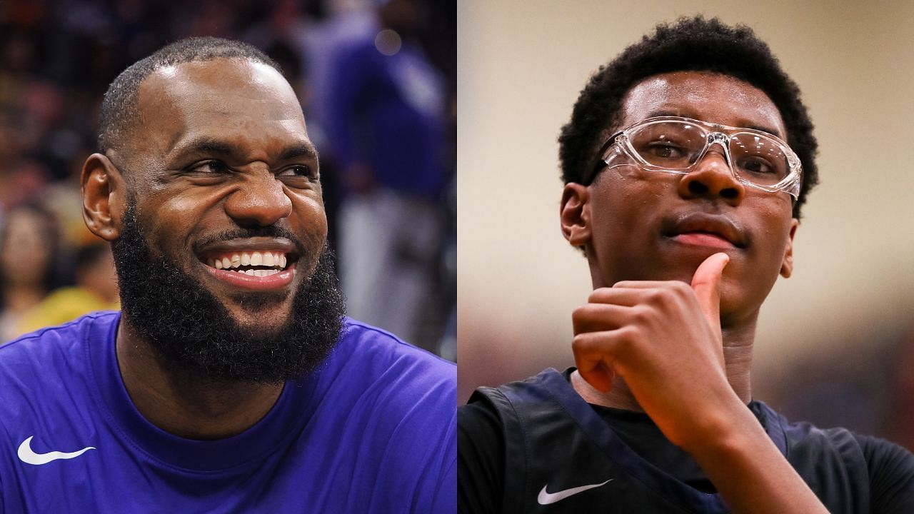 LA Lakers star forward LeBron James and his son Bryce James (right)