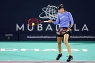 Elena Rybakina in action at the Abu Dhabi Open