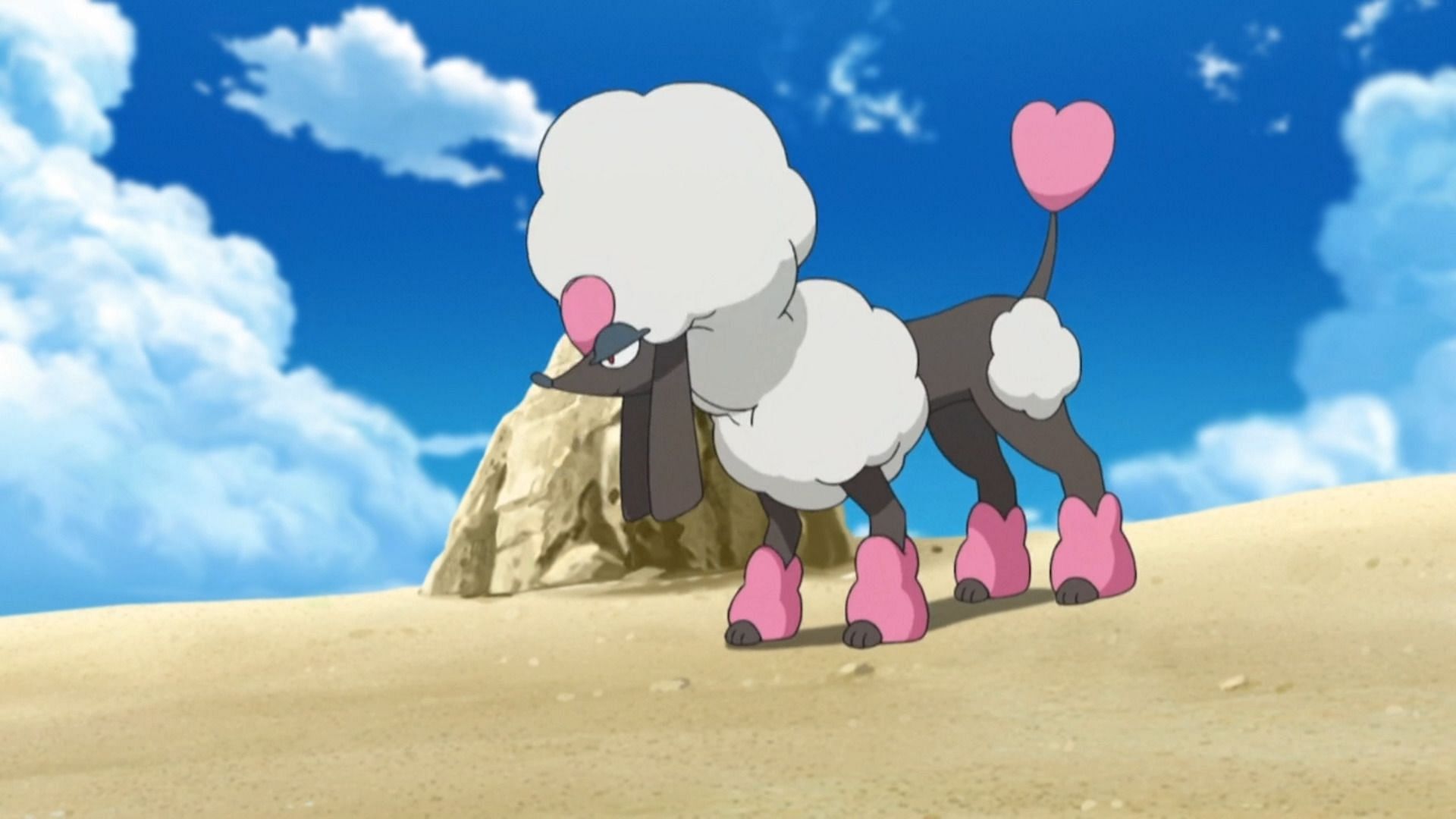 Heart Trim Furfrou as it appears in the anime (Image via The Pokemon Company)