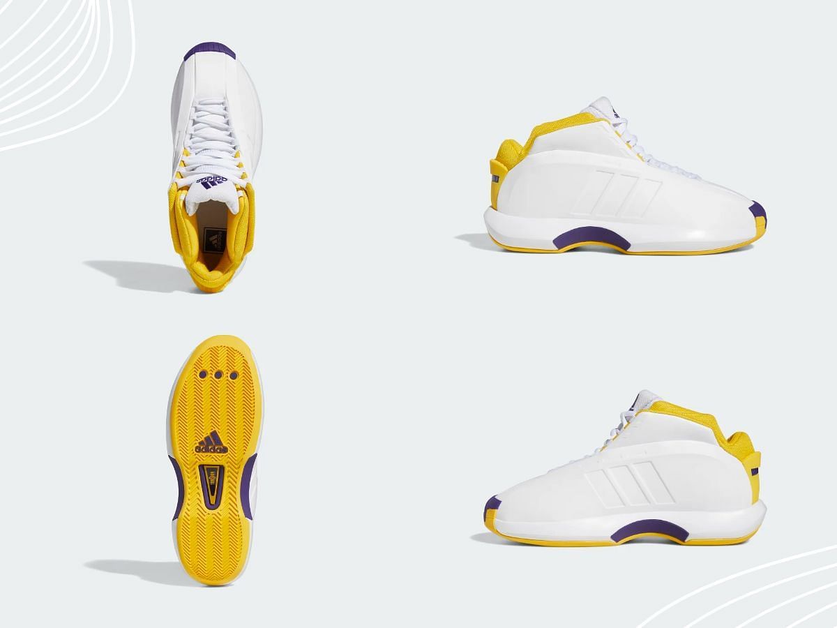 The upcoming Adidas x Kobe Bryant&#039;s Crazy 1 &quot;Lakers Home&quot; sneakers are a nod to Kobe&#039;s career with the NBA team LA Lakers (Image via Sportskeeda)