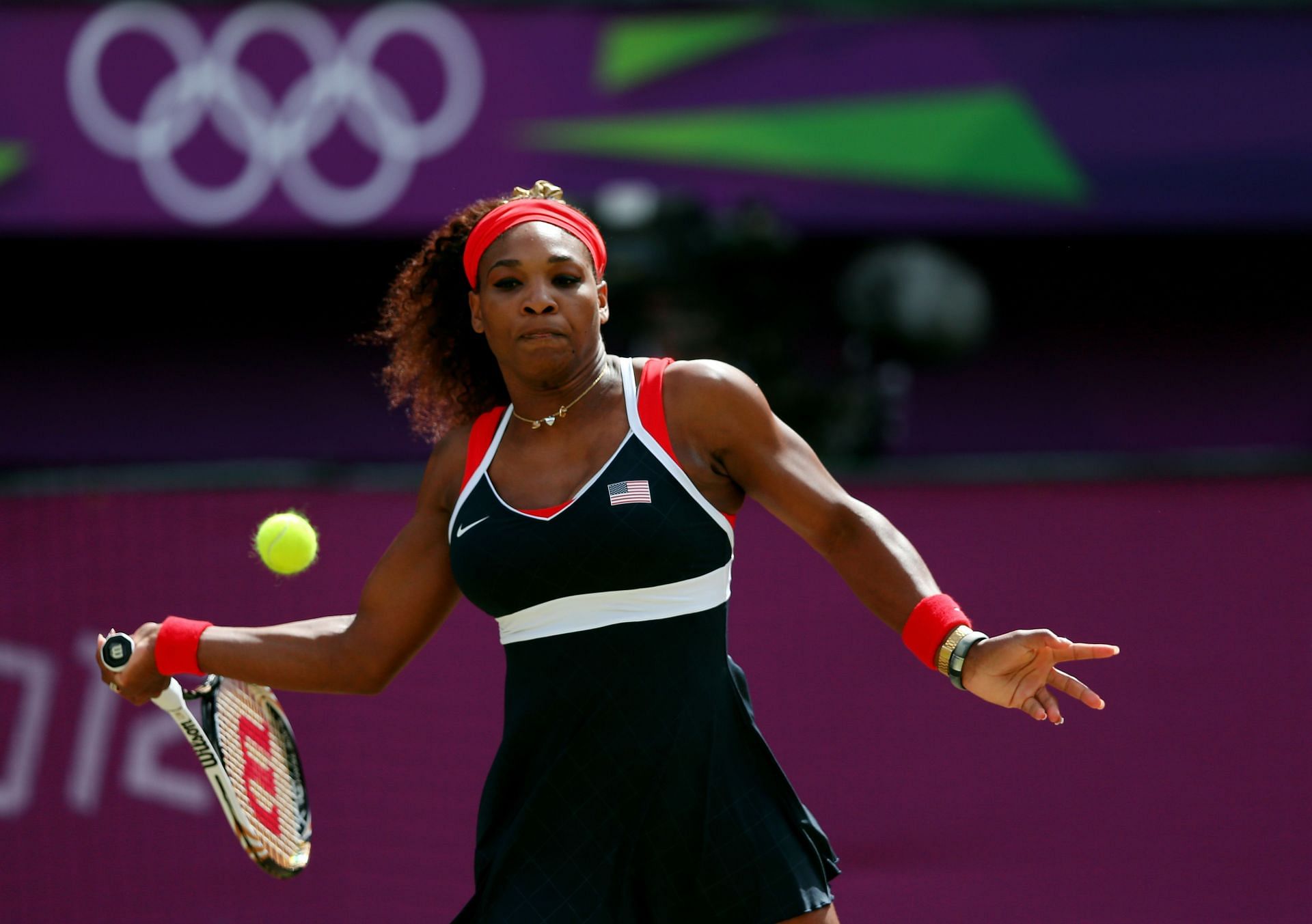 Serena Williams in action at the 2012 London Olympics.