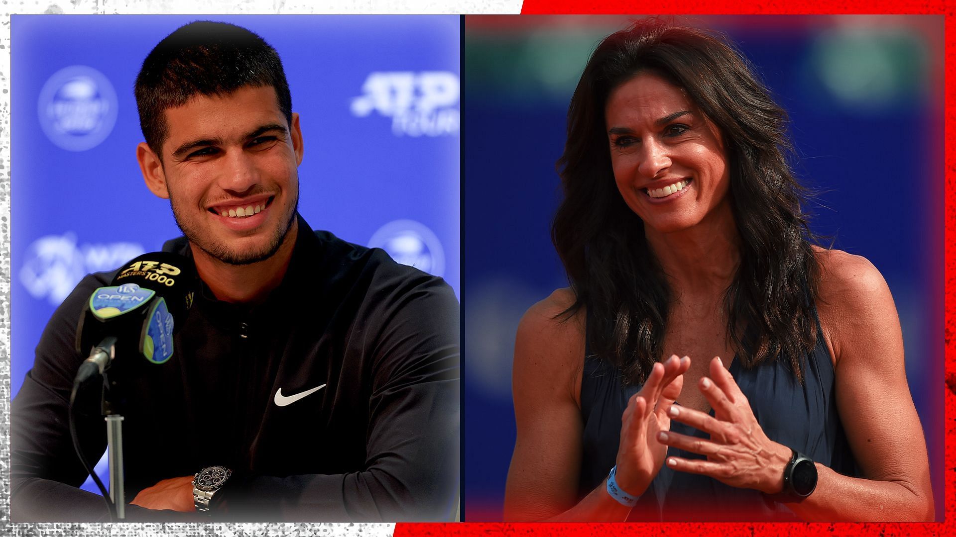 Carlos Alcaraz and Gabriela Sabatini pictured