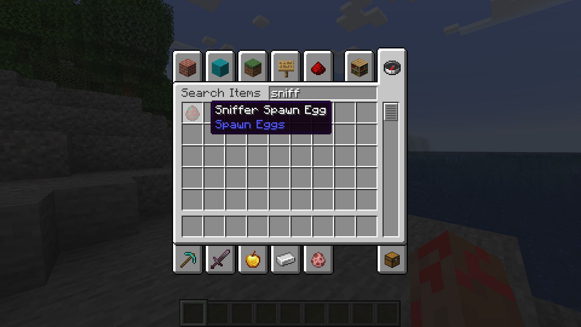 Sniffer mob in Minecraft snapshot 23w07a is only available via spawn eggs (Image via Mojang)