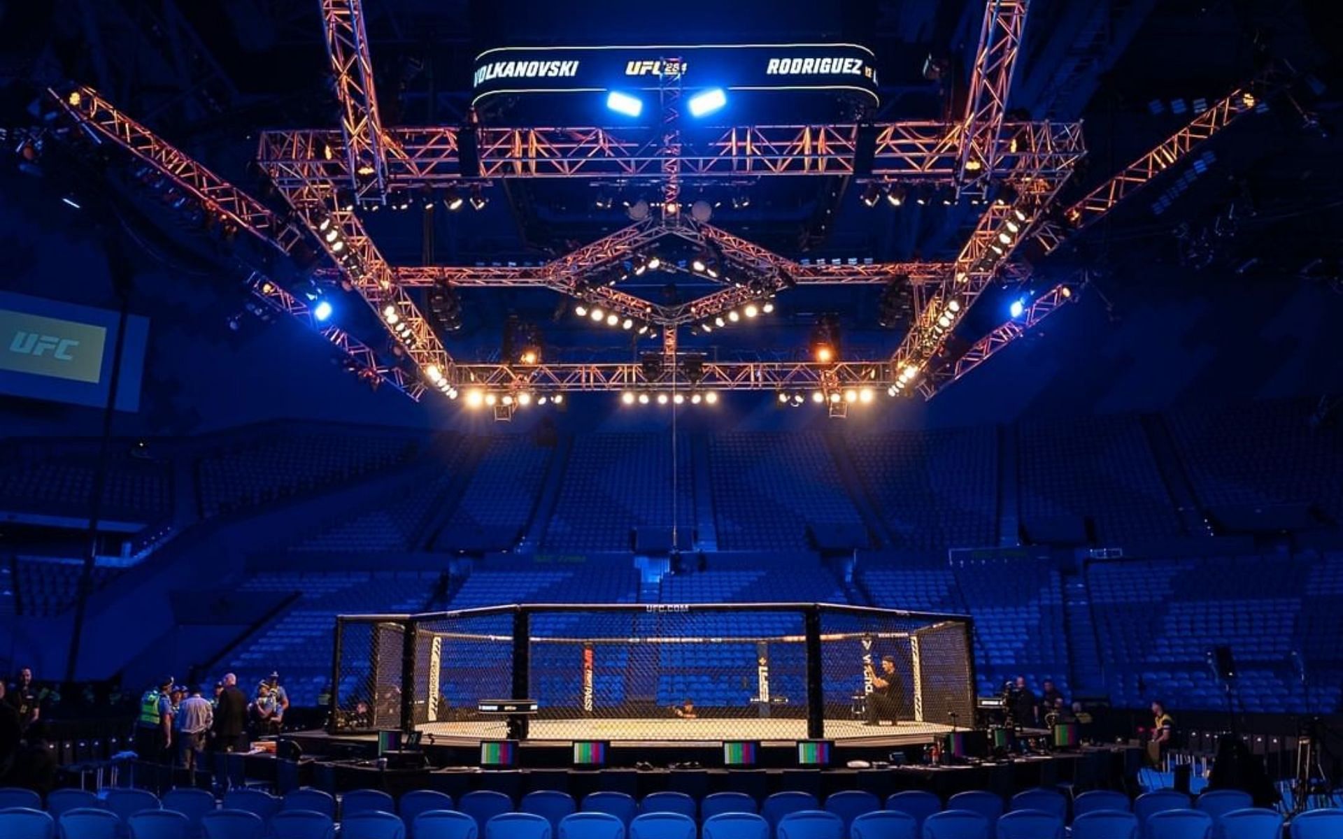 The UFC 284 octagon in the RAC Arena in Perth
