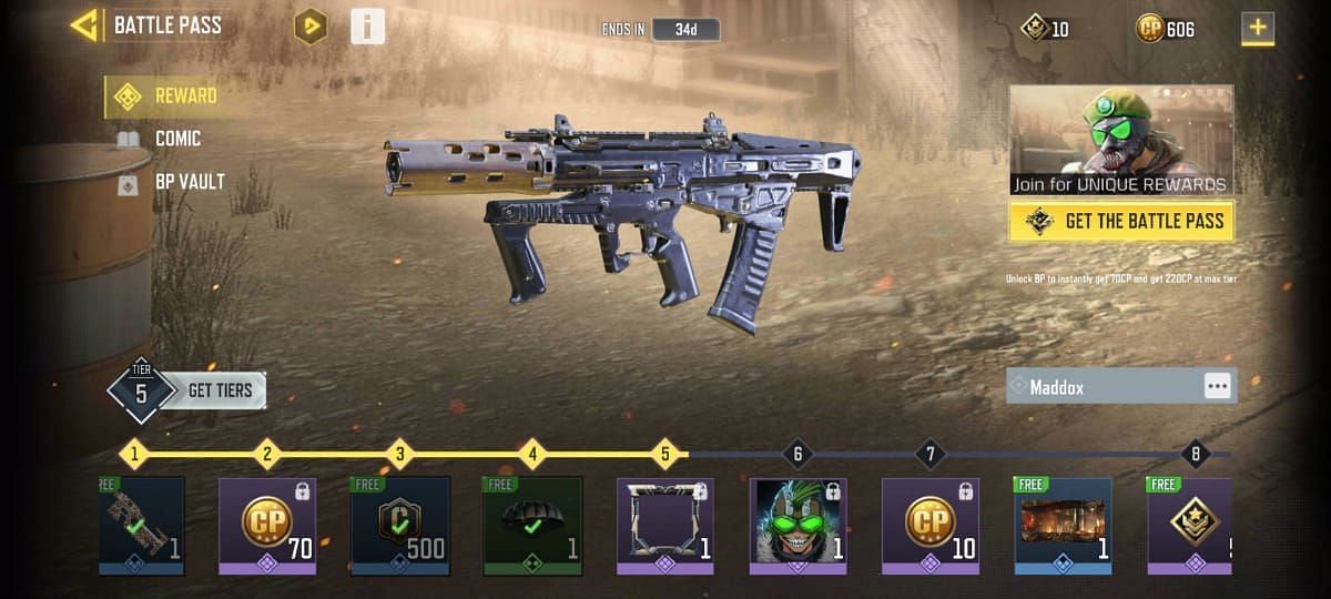 The Maddox is one of the free BP rewards in COD Mobile Season 2 (Image via Activision)