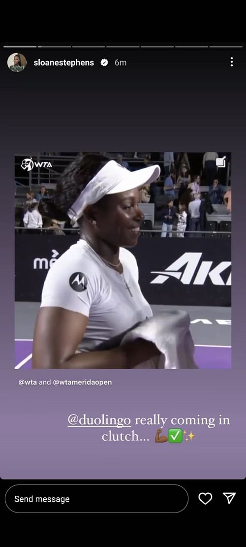 Sloane Stephens' Instagram story 2022 French Open - Day Six