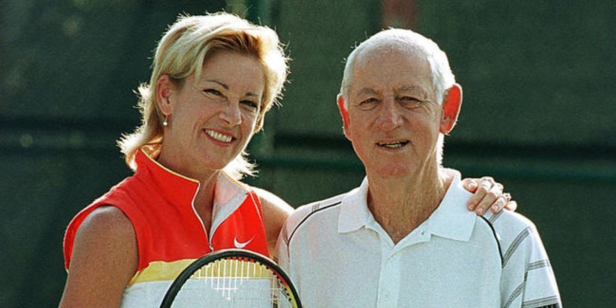 Chris Evert pictured with her father
