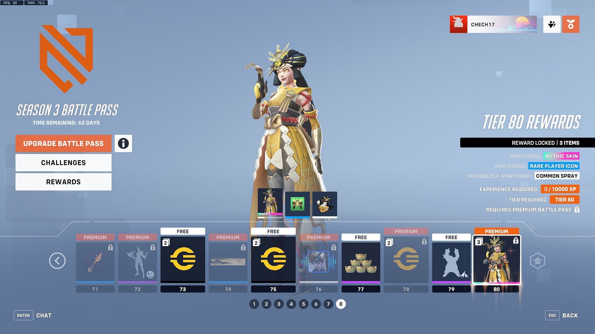 Battle Pass rewards tier 71-80 (Image via Overwatch 2)