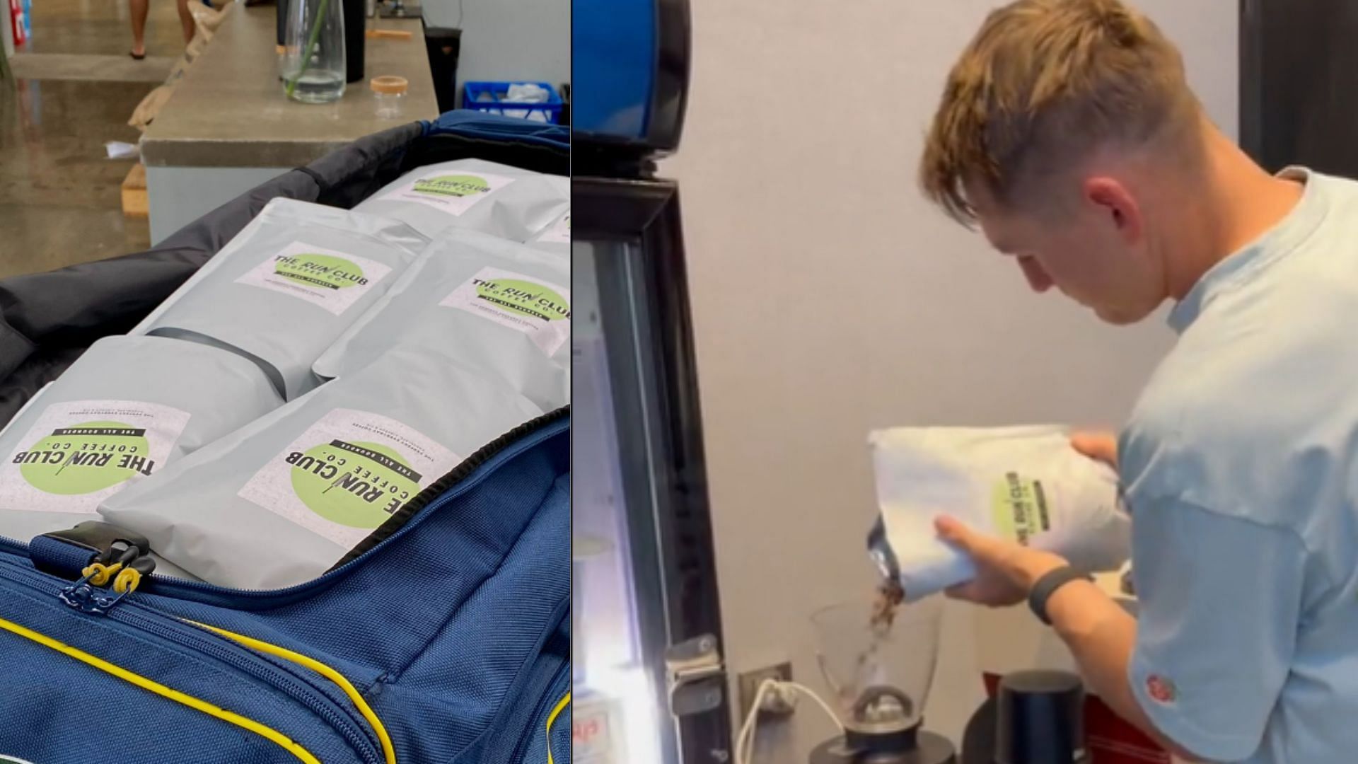 Marnus Labuschagne making his own coffee after reaching India. (P.C.:Twitter)